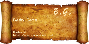 Baán Géza névjegykártya