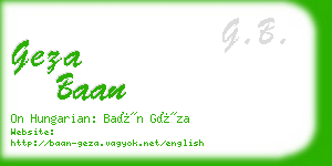 geza baan business card